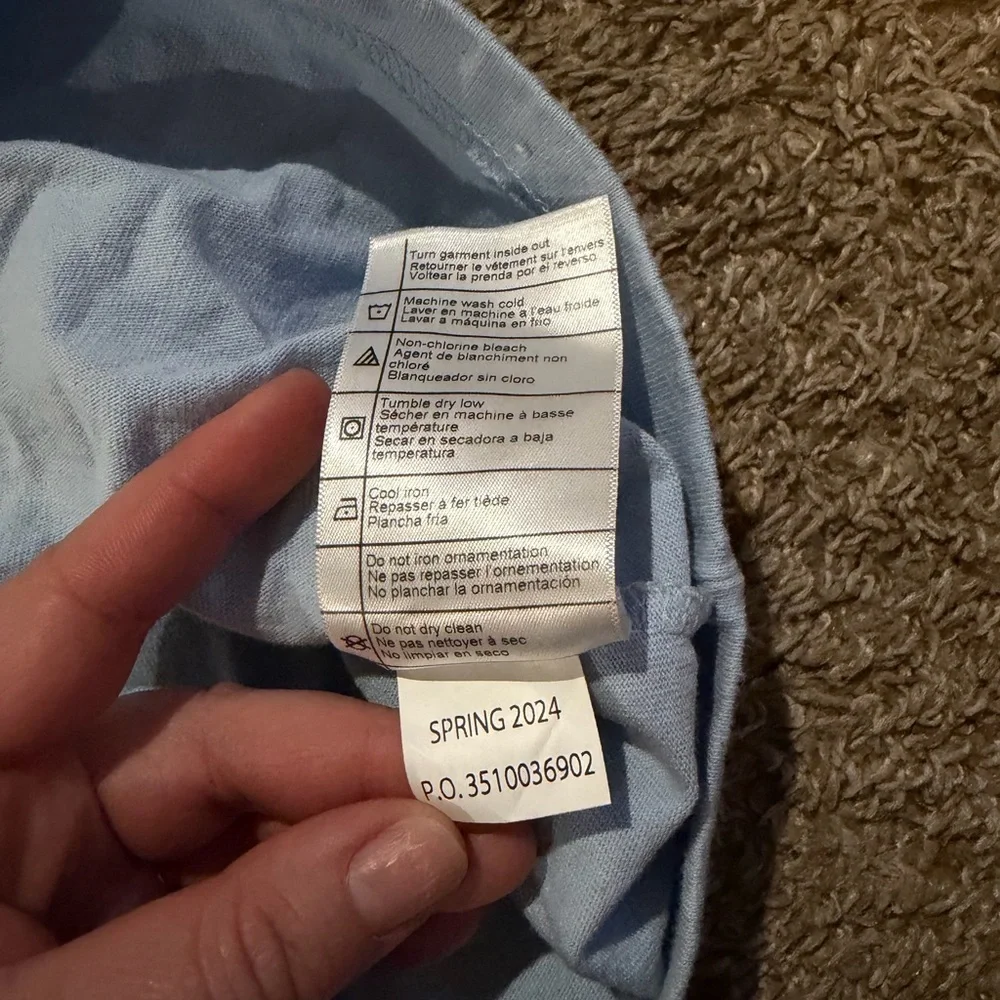 Carhartt Mens XL Long Sleeve Tee Shirt Loose Fit Light Blue w/ Logo Sleeve - Picture 7 of 7